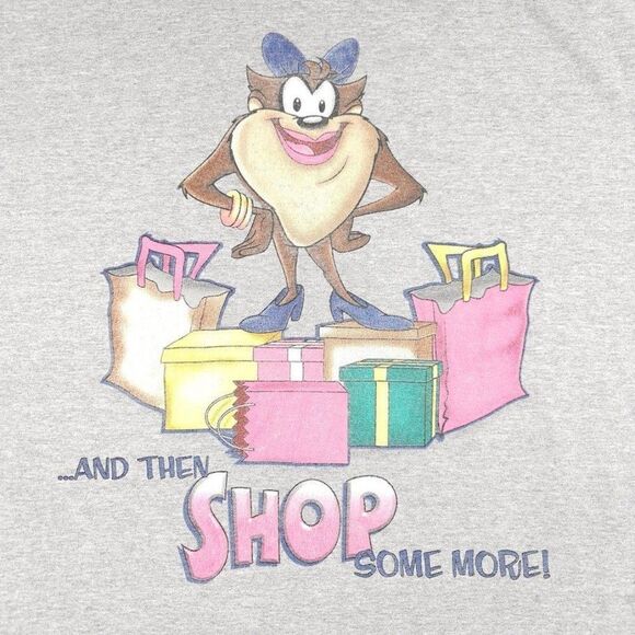 Vintage Taz Looney Tunes T Shirt Mens Size XL Gray 90s Shop She Devil Made In US - Picture 4 of 8